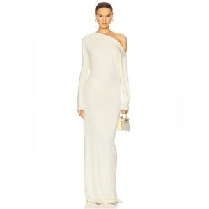 Helsa The Nina Long Soft Dress Butter Yellow Off-Shoulder